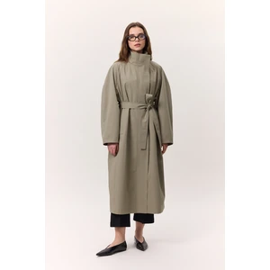 Yüksek Yaka Oversıze Trençkot Yeşil