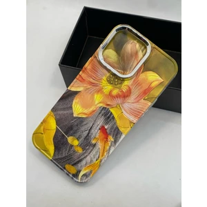 Turkuaz Dijital Pazarlama Apple iPhone 15 Pro Max Özel Yağlı Boya Çiçek Tasarımlı Lüks Silikon Kılıf