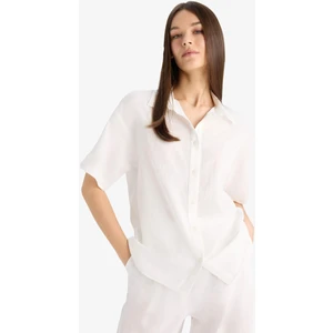 Oversize Basic Beyaz Gömlek A9135AX25SM