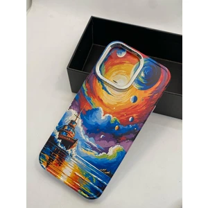 Turkuaz Dijital Pazarlama Apple iPhone 15 Pro Max Özel Yağlı Boya Deniz Tasarımlı Lüks Silikon Kılıf