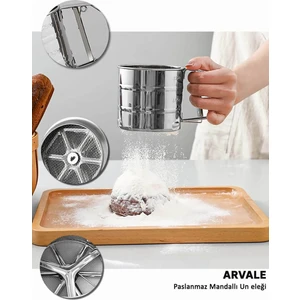 Metal Lüx Paslanmaz Çelik Pratik Basmalı Un Eleği Pasta Malzemeleri