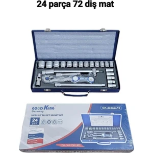 Goodking 24 Parça Lokma Takımı – 1/2" 72 Diş Cırcır Kol – Metal Kutu – Krom Vanadyum