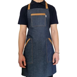 Boydan Askılı Tokalı Önlük denim Camel