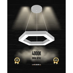 Hegza Lighting Hexagon (Gri Kasa, Doğal Beyaz) Ledli Modern LED Avize Salon Mutfak Oturma Yatak Odası Sarkıt