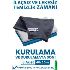 Pella Active Çamaşır Suyu ile Kullanılabilen Tek Mikrofiber Bez 3'lü Temizlik Bezi, 60x40 Cm