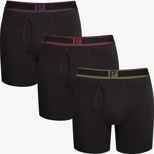 Erkek Pamuklu 3lü Siyah Çok Renkli Boxer