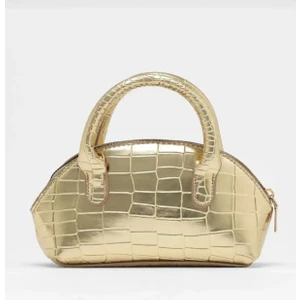 Kadın Parlak Mini Kroko Desen Fermuaralı Kısa ve Uzun Askılı El, Omuz Çantası