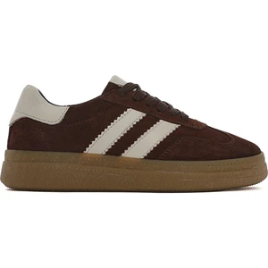 Kadın Kahverengi Bağcıklı Kalın Tabanlı Süet Deri Sneaker 25SFD511010