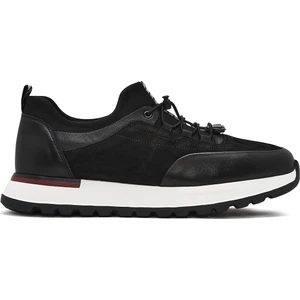 Erkek Siyah Bağcıklı Deri Sneaker 25SFD641114