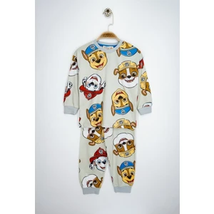 Paw Patrol Baskılı %100 Pamuk Uzun Kollu Erkek Bej Pijama Takımı (3,4,5,6,7,8 Yaş)