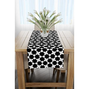 Siyah Beyaz Yedigen Desenli Runner 40X140CM