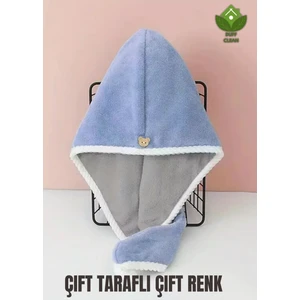 Duff Clean Çift Taraflı Çift Renk Saç Kurutma Havlusu Saç Bonesi Mikrofiber