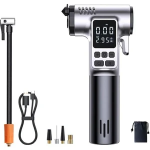 4in1 150PSİ 4000MAH Şarjlı Araç Lastik Şişirme Pompası, Cam Kırıcı, Kemer Kesici, LED Işıklı,şarjlı Pompa