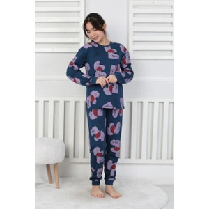 Kız Çocuk Kalp Desenli Pijama Takımı %100 Pamuk Penye 3-13 Yaş Uzun Kollu