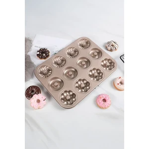 Karbon Çelik 12 Li Çiçek Şekil  Donut Kek Pişirme Kalıbı MT122