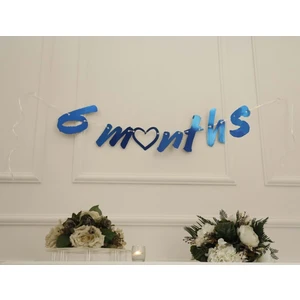 6 Months Mavi Renk Banner Ipli Duvar Süsü Yarım Yaş Altı Ay Parti Süsü