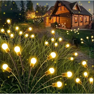 8 Ledli Güneş Enerjili 2 Modlu Sarı Işık Bahçe Aydınlatma Lambası Solar Bahçe Süsü