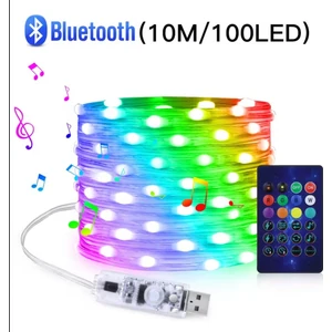 10 Metre 100 LED Rgb 16 Modlu Kumandalı Telefon Kontrollü Şerit LED Peri LED Işık