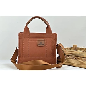 Tote Bag-  Küçük Boy Kanvas Triko Kumaş Kadın El Ve Omuz Çantası
