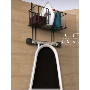 Siyah Kapı Arkası Metal Ütü ve Ütü Masası Tutucu, Organizer, Ütü ve Ütü Masası Askısı