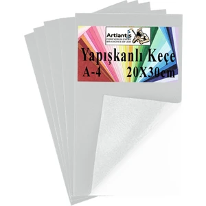Yapışkanlı Keçe A4 20X30 cm 5 Li 1 Paket 2.0 mm Kendinden Yapışkanlı Renkli Hobi Keçesi Elişi Keçe Kumaşı Anasınıfı Kreş