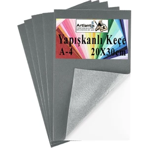 Yapışkanlı Keçe A4 20X30 cm 5 Li 1 Paket 2.0 mm Kendinden Yapışkanlı Renkli Hobi Keçesi Elişi Keçe Kumaşı Anasınıfı Kreş