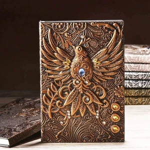 3D Kabartmalı A5 200 Sayfa Deri Defter Bakır