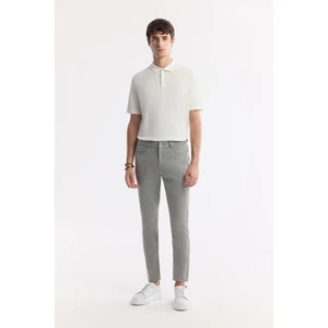 Erkek Slim Fit Açık Haki Klasik Bel Armürlü Pamuklu Pantolon B003038