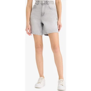 Yüksek Bel Cepli Jean Bermuda Şort E4701AX25SM