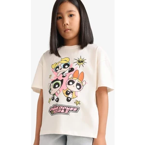 Kız Çocuk PowerPuff Girls Oversize Geniş Kalıp Bisiklet Yaka Kısa Kollu Tişört E6512A825HS