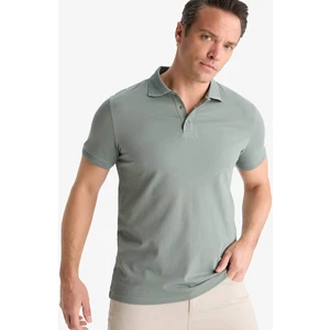 Slim Fit Dar Kesim Polo Yaka Kısa Kollu Dokulu Basic Düz Tişört T5259AZ25SM