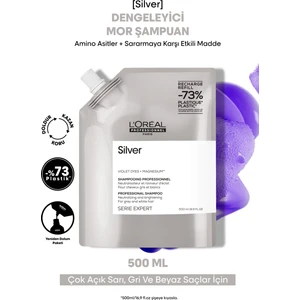 L'Oréal Professionnel Serie Expert Silver Çok Açık Sarı, Gri ve Beyaz Saçlar Için Renk Dengeleyici Mor Refill Şampuanı 500ml