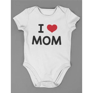 I Love Mom ! Yazılı Pamuklu Yumuşak Unisex Çıtçıtlı Body Zıbın