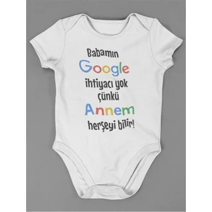 Annem Her Şeyi Bilir ! Yazılı Pamuklu Yumuşak Unisex Çıtçıtlı Body Zıbın