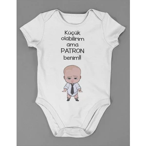Patron Benim ! Yazılı Pamuklu Yumuşak Unisex Çıtçıtlı Body Zıbın