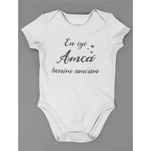 En Iyi Amca Benim Amcam ! Yazılı Pamuklu Yumuşak Unisex Çıtçıtlı Body Zıbın