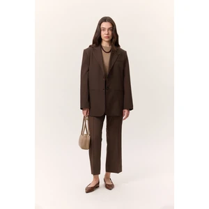 Çima Dikişli Kumaş Pantolon Kahverengi