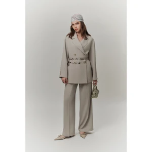 Dökümlü Pileli Pantolon Soft Yeşil