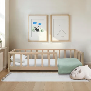KFB610 Doğal Ahşap Montessori Çocuk Karyolası 80 x 160  cm