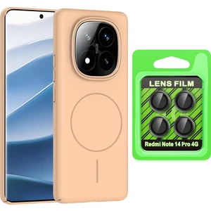 Xiaomi Redmi Note 14 Pro 4G Kılıf Magsafe Şarj Özellikli Zore Ruby Sert Kapak + Kamera Lens Koruyucu