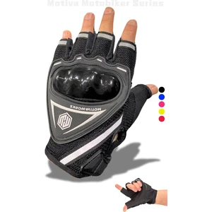 Siyah Kısa Yarım Reflektörlü Korumalı Motosiklet Eldiveni MW120S