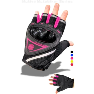 Pembe Kısa Yarım Parmak Kadın Motosiklet Eldiveni MW120P