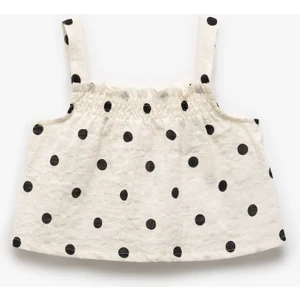 Pamuklu Kare Yaka Kalın Askılı Puantiyeli Bluz