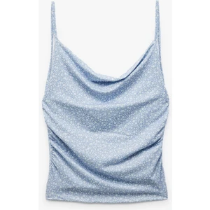 Slim Fit Degaje Yaka Çiçekli Ince Askılı  Bluz