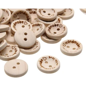 20 Adet Handmade Yazılı 25 mm Yuvarlak Ahşap Düğme