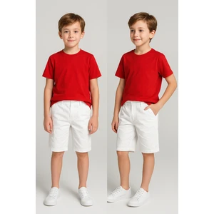Trend Bebe Butik Erkek Çocuk Beyaz Kargo Cepli Şort | Yazlık Pamuklu Rahat Günlük Okul Tatil Şortu 5-15 Yaş