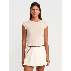 31779 Bisiklet Yaka Basic T-Shirt-Taş