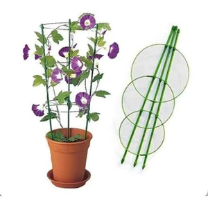Bitki Çiçek Fidan Destek Çubuğu 75CM / 45 cm 3’lü Halkalı Bitki Tırmanma Çubuğu