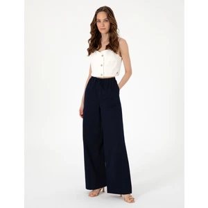 Pierre Cardin Kadın Lacivert Yüksek Bel Loose Fit Pantolon 50313136-VR033