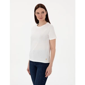 Pierre Cardin Kadın Beyaz Regular Fit Bisiklet Yaka Basic Tişört 50305766-VR013